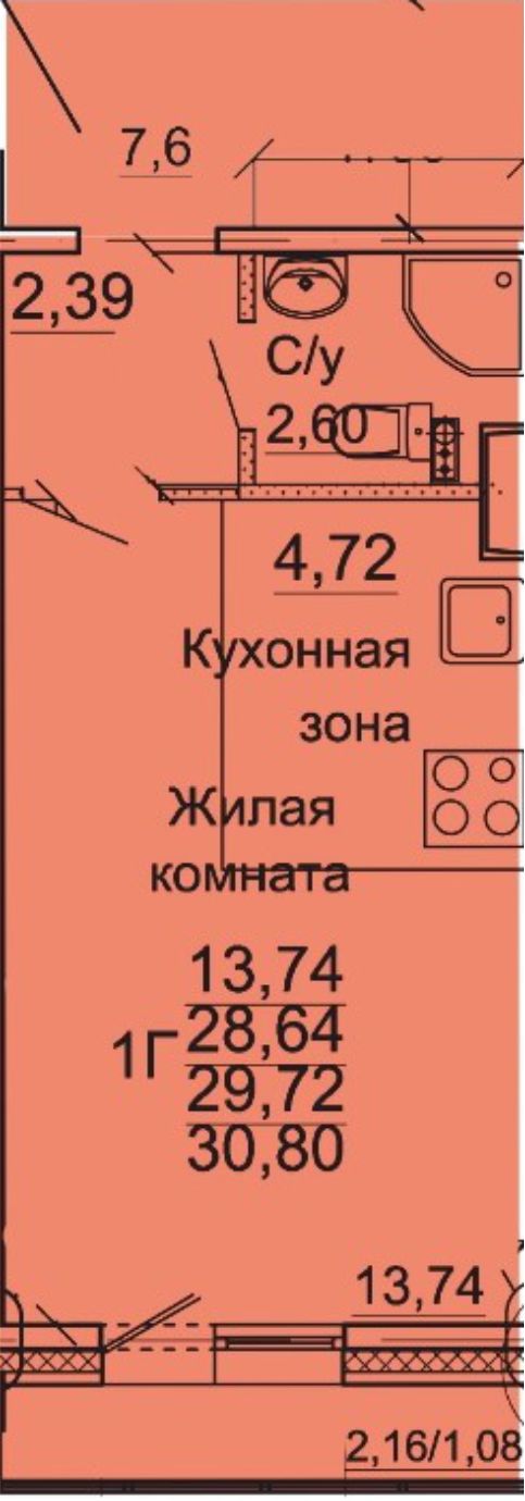  квартиру-студию квартиру в Твери в ЖК Зеленоградский -  .